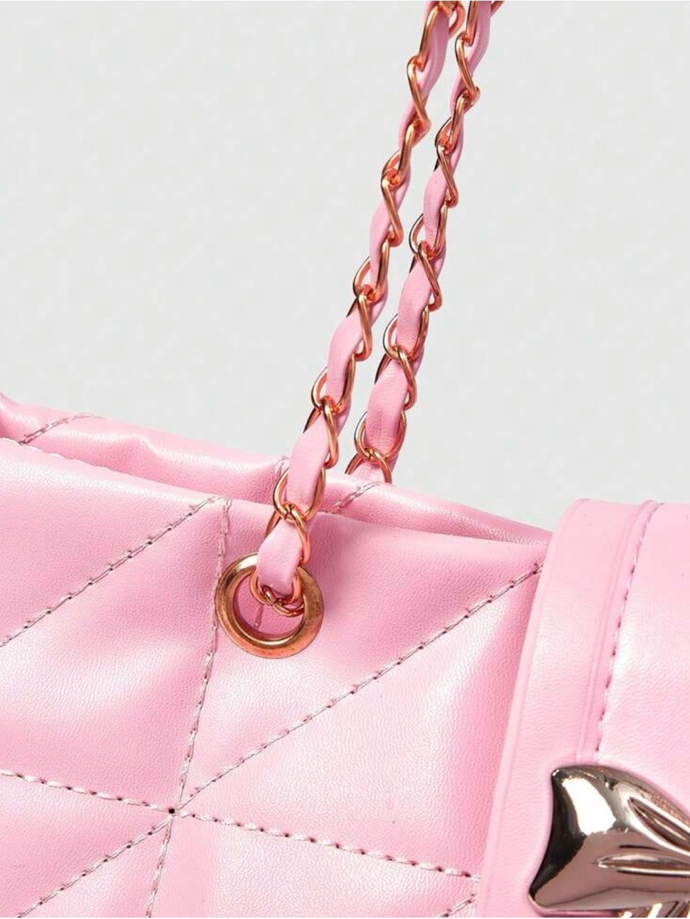 ROMWE Pink Quilted Tote with Bow Detail - Picture 3 of 3